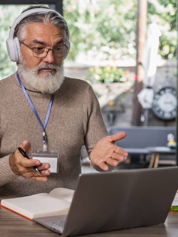 Elder person having an online therapy session.