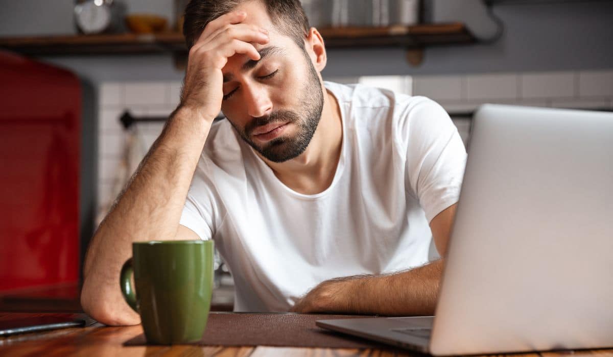 man tired from work