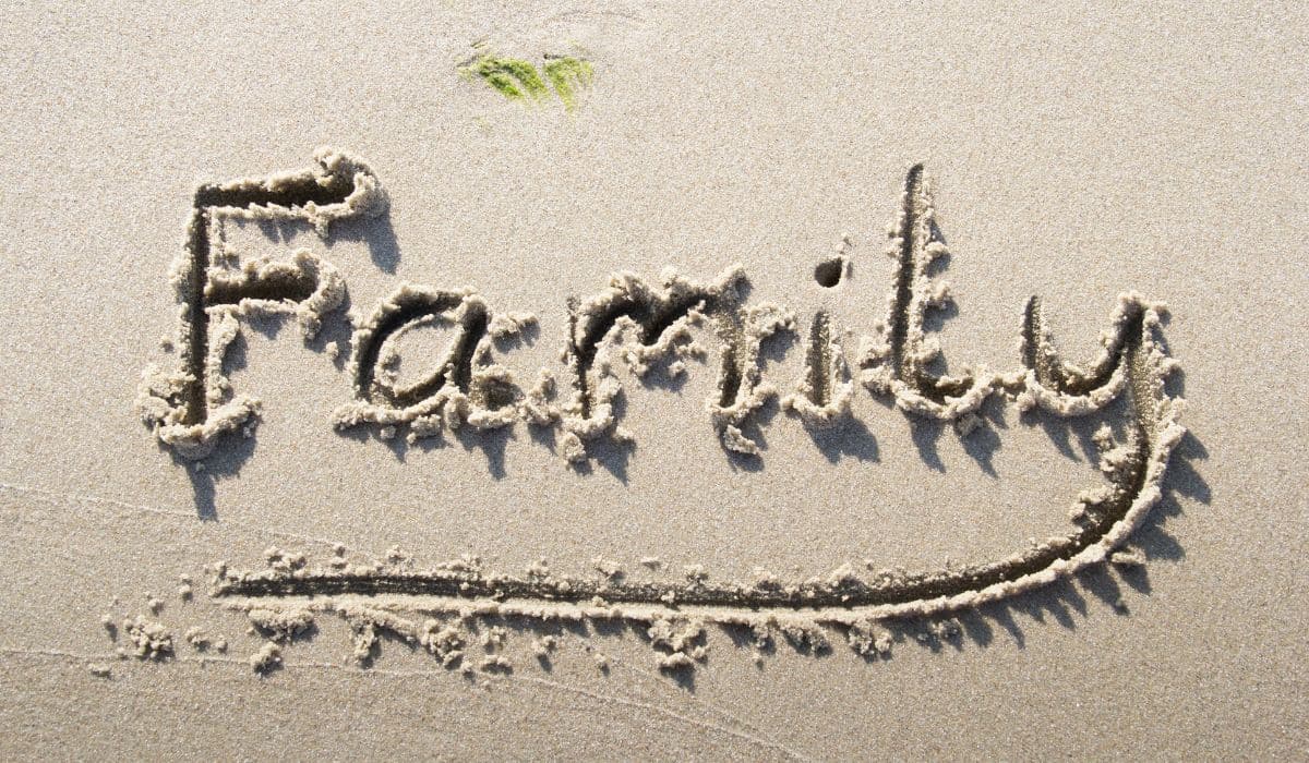 family written in the sand