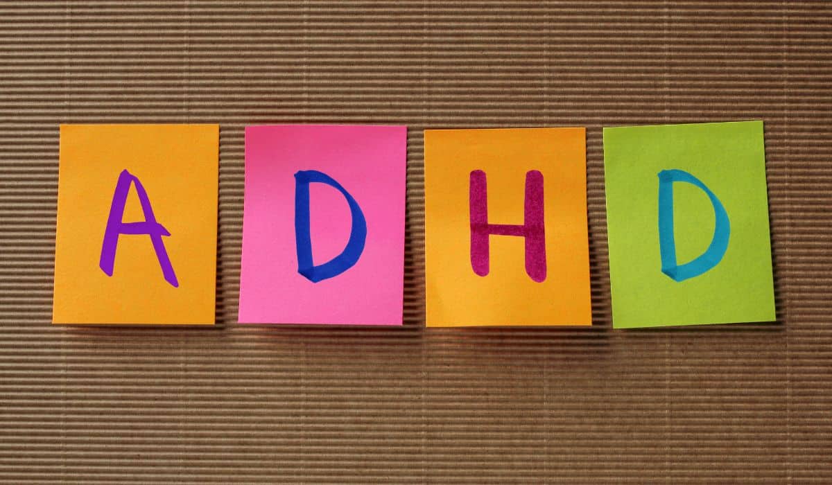 ADHD written on sticky notes