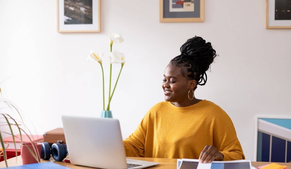 woman working at her desk