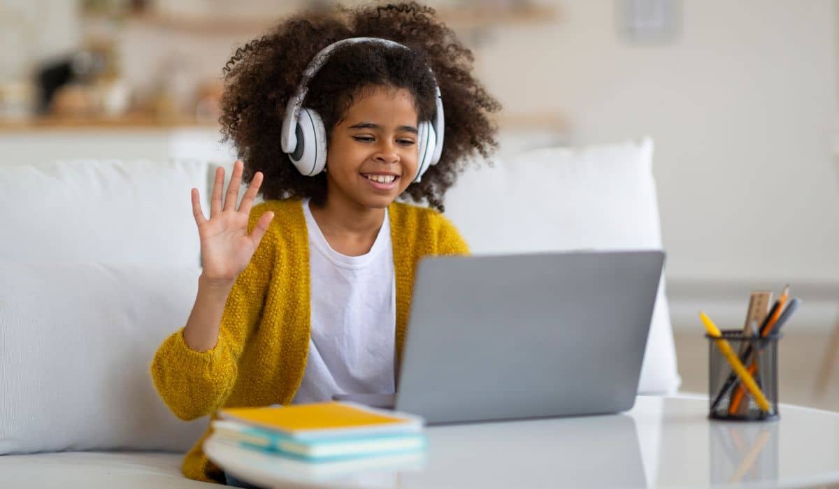 young girl having an online appointment