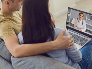 couple having an online therapy session