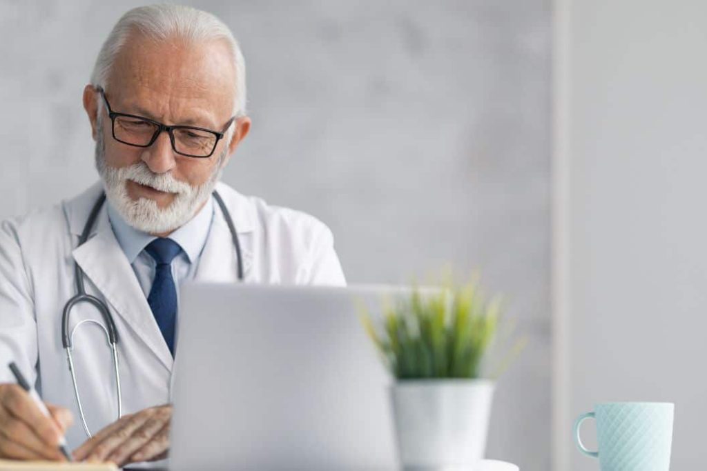doctor helping person online