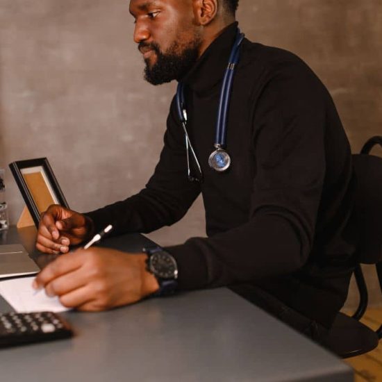 man having therapy online appointment with a person